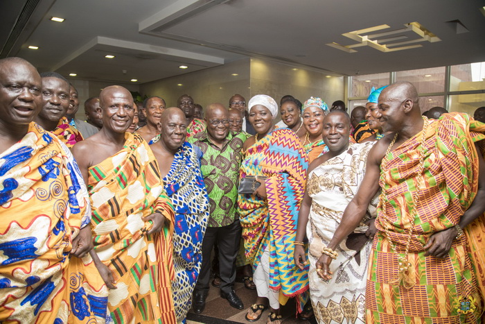 President Akufo-Addo with the Ahafo Council of Chiefs and Queen mothers